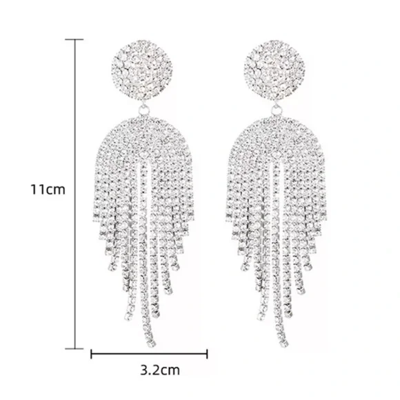 🌟 Luxury Rhinestone Big Long Earrings - Picture 3 of 4
